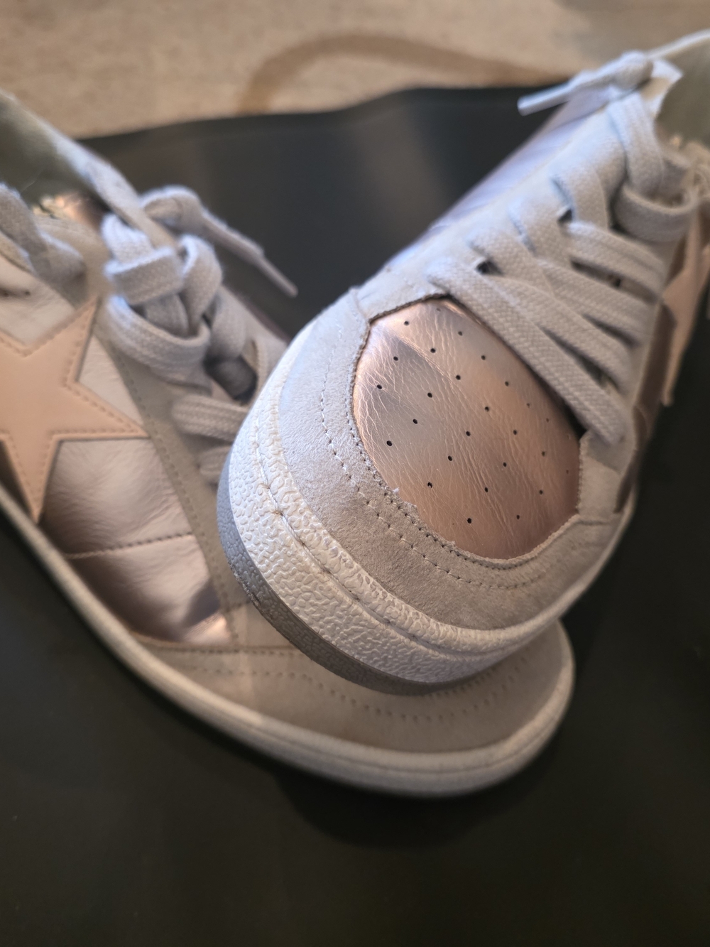 ShuShop Metallic Light Pink and White Women's Sneakers